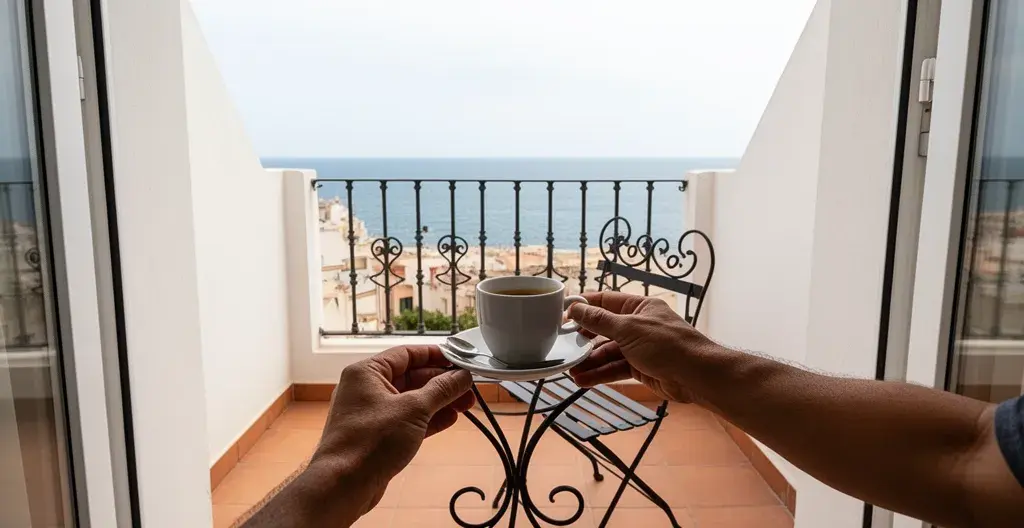Terrasse d'appartement avec vue sur la baie de Rosas Costa Brava